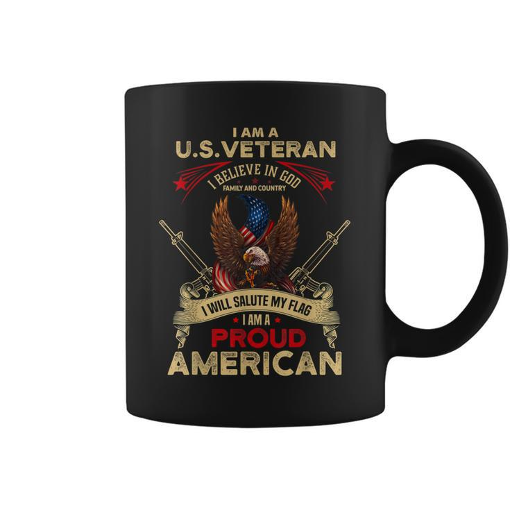Us Veteran Believe In God Country Flag Proud American Gift  Coffee Mug