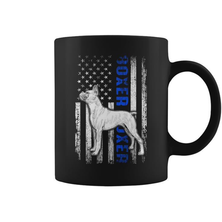 Usa Flag Clothing Police Boxer Dog Dad Gifts Thin Blue Line Coffee Mug