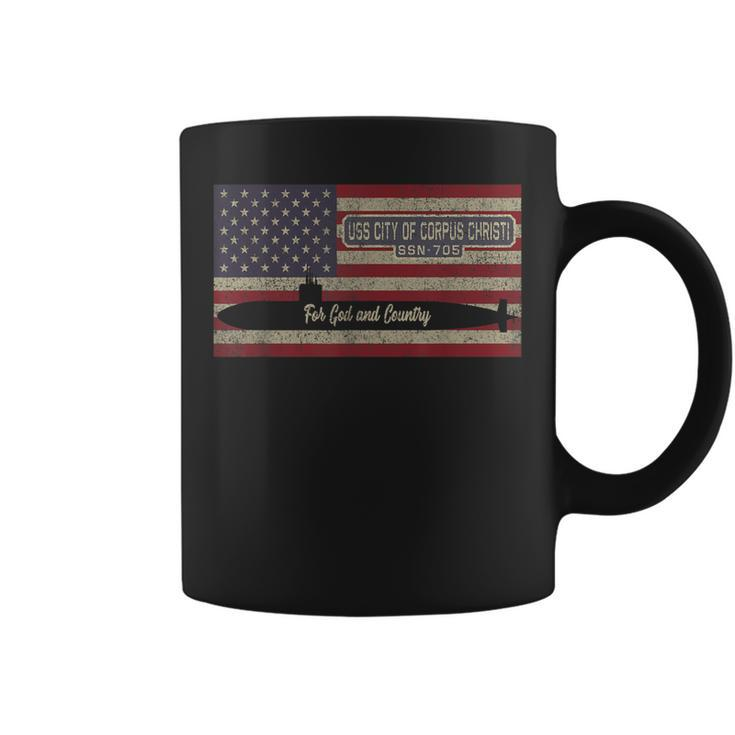 Uss City Of Corpus Christi Ssn-705 Submarine American Flag  Coffee Mug