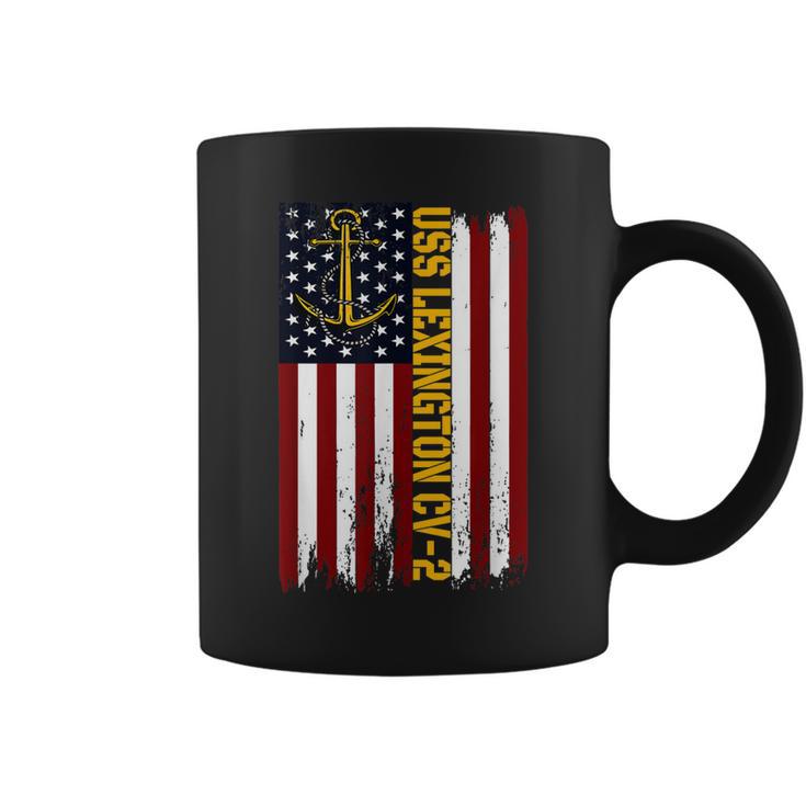 Uss Lexington Cv-2 Aircraft Carrier American Flag Coffee Mug | Seseable