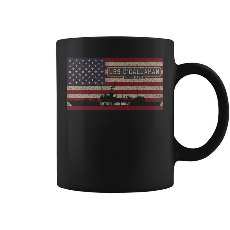 Uss Ocallahan Ff-1051 Ship American Flag   Coffee Mug