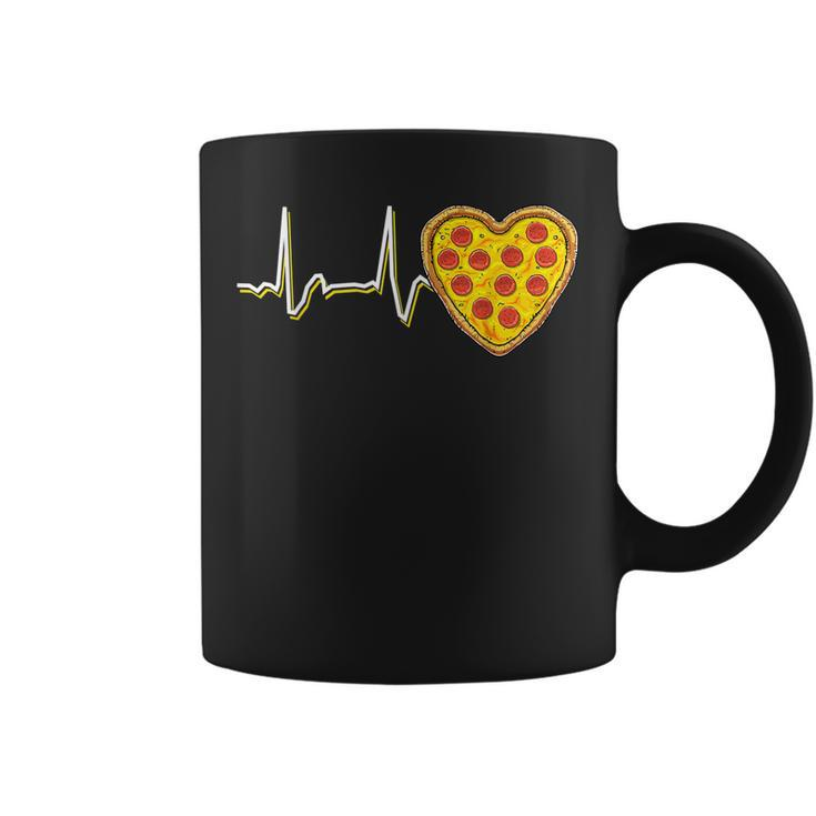 Valentines Day Pizza Heart Beat Heart Funny Pizza Lovers  Coffee Mug