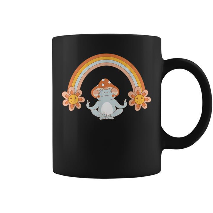 Vintage 70S Hippie Meditating Frog Rainbow Cottagecore  Coffee Mug