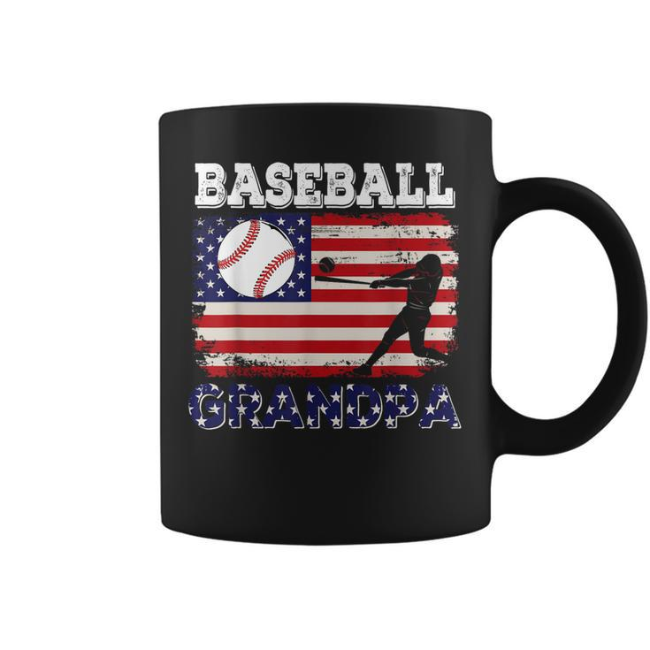 Vintage American Flag Baseball Grandpa Costume Player Coach  Coffee Mug
