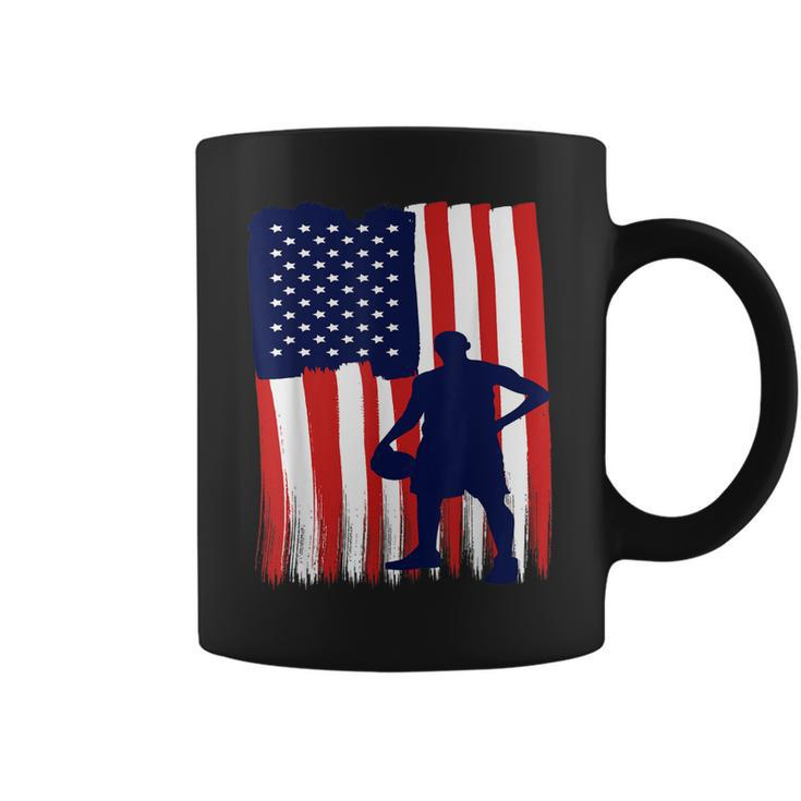 Vintage American Flag Basketball Adult Dad Mom & Kids Gift For Mens Coffee Mug