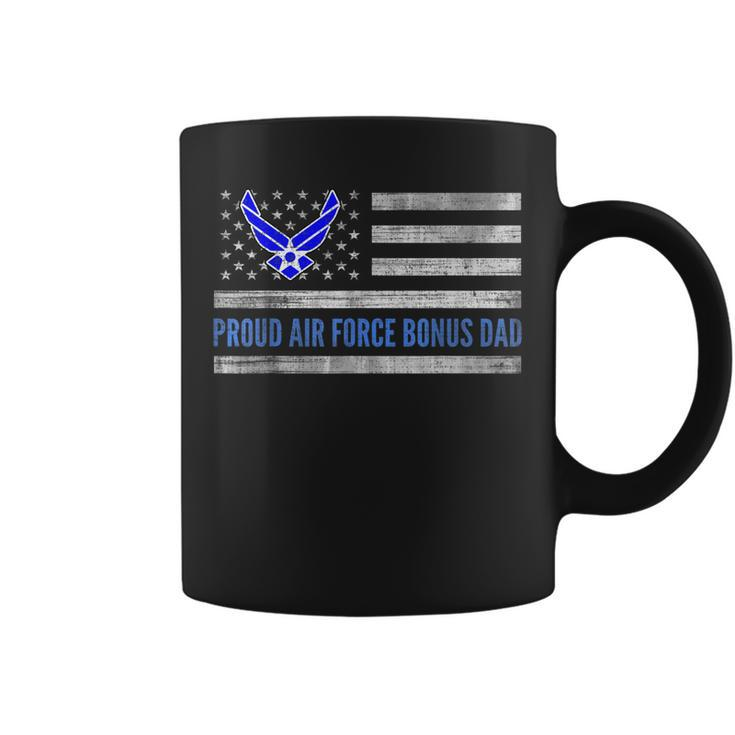 Vintage American Flag Proud Air Force Bonus Dad Veteran  Coffee Mug