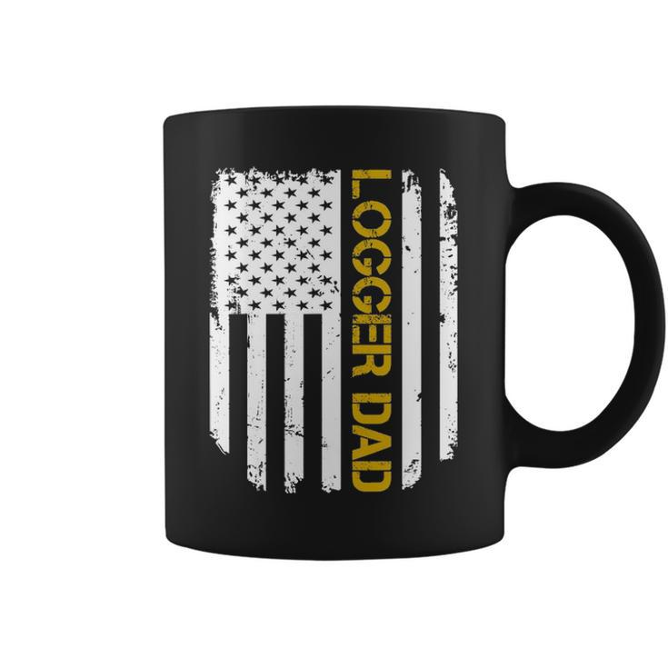 Vintage American Flag Proud Logger Dad Coffee Mug