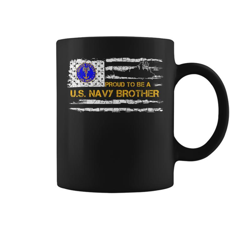 Vintage American Flag Proud To Be Us Navy Brother Military Coffee Mug