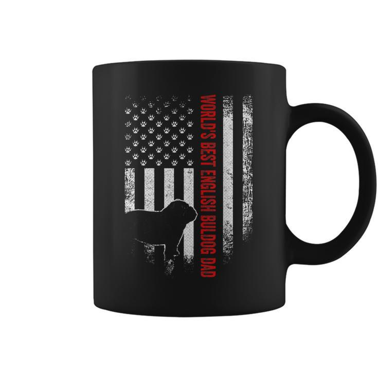 Vintage American Flag Worlds Best English Bulldog Dad Funny  Coffee Mug