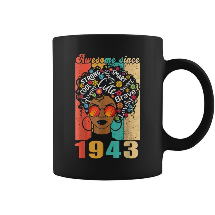 Vintage Awesome Since 1943 Black Afro Girl 80Th Birthday  Coffee Mug