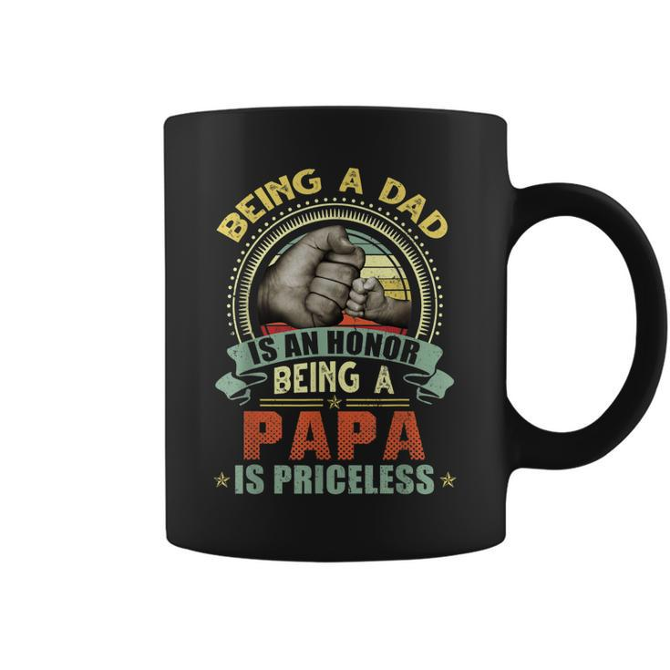 Vintage Being A Dad Is An Honor Being A Papa Is Priceless  Coffee Mug