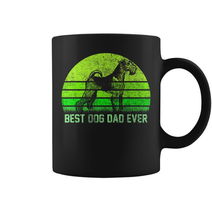 Vintage Best Airedale Terrier Dog Dad Ever Silhouette Sunset Coffee Mug