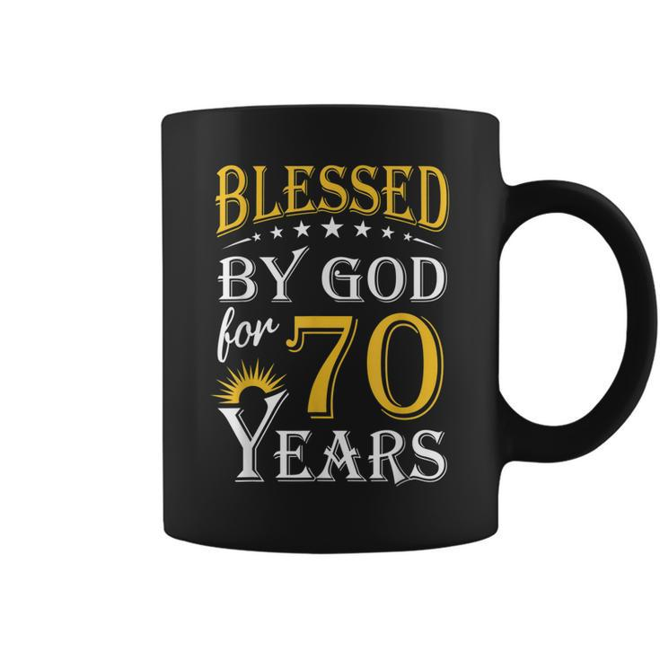 Vintage Blessed By God For 70 Years Happy 70Th Birthday Coffee Mug