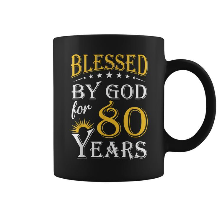 Vintage Blessed By God For 80 Years Happy 80Th Birthday  Coffee Mug