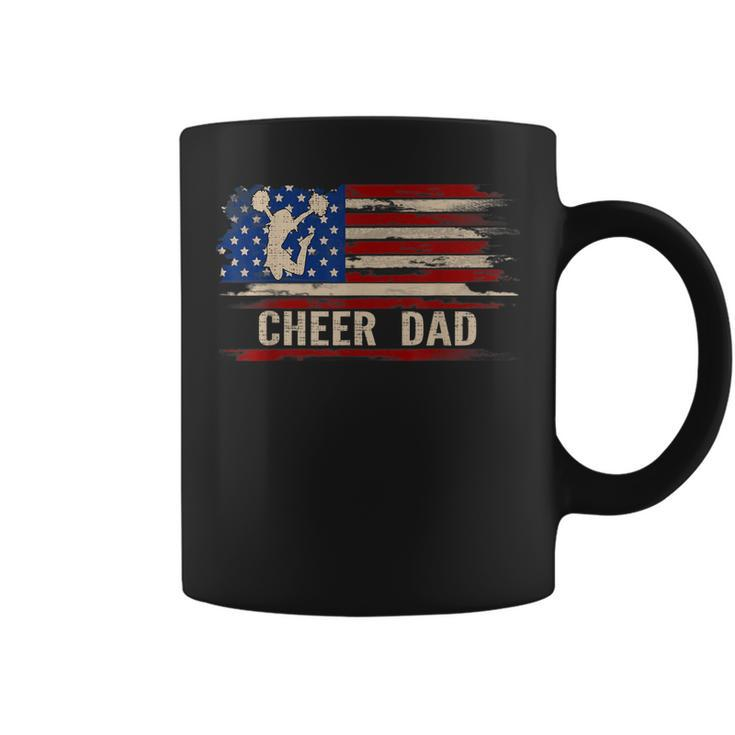 Vintage Cheer Dad American Usa Flag CheerleadingDance Gift  Coffee Mug