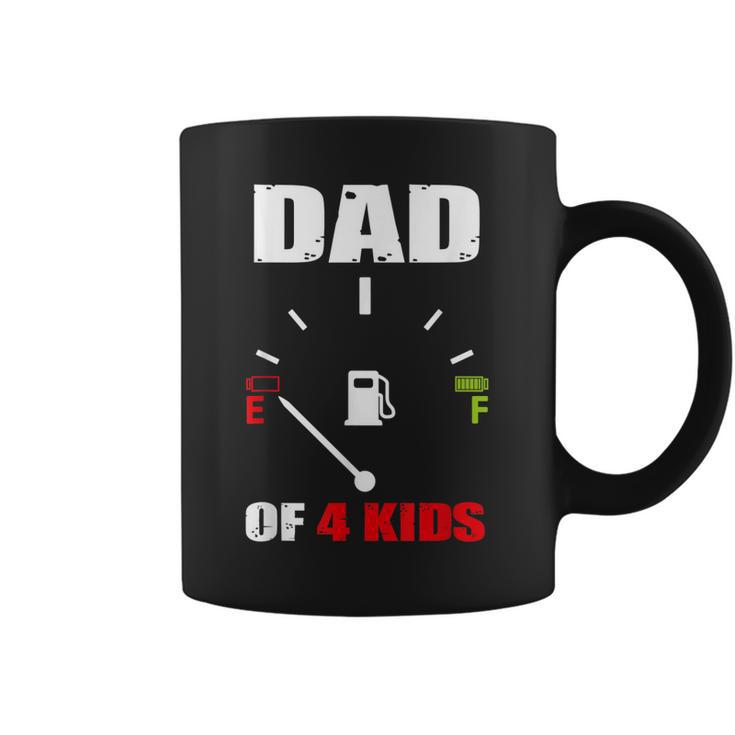 Vintage Dad Dad Of 4 Kids Battery Low Fathers Day Coffee Mug