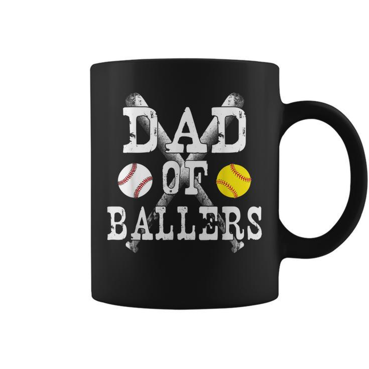 Vintage Dad Of Ballers T  Funny Baseball Softball Lover  Coffee Mug