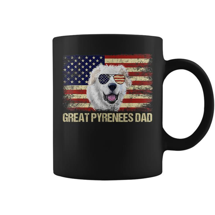 Vintage Great Pyrenees Dad American Flag Usa 4Th Of July  Coffee Mug