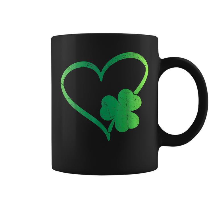 Vintage Happy St Patricks Day Irish Lucky Shamrock Heart  Coffee Mug