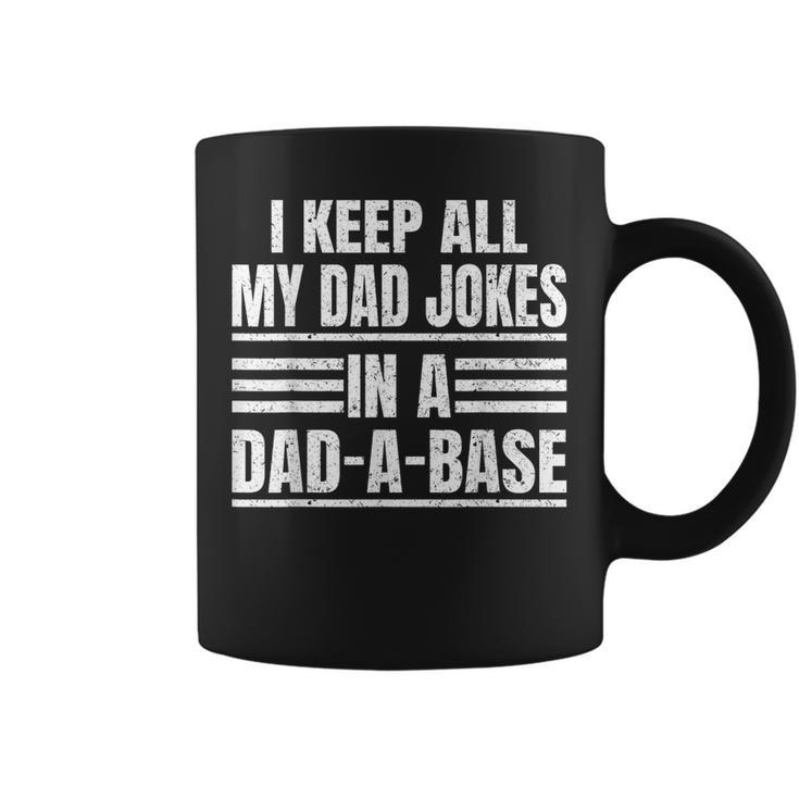 Vintage I Keep All My Dad Jokes In A Dad-A-Base Fathers Day  Coffee Mug
