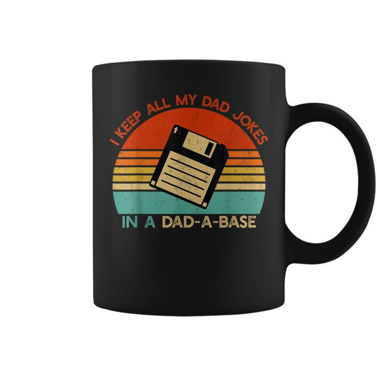 Vintage I Keep All My Dad Jokes In A Dad-A-Base Men Quote  Coffee Mug