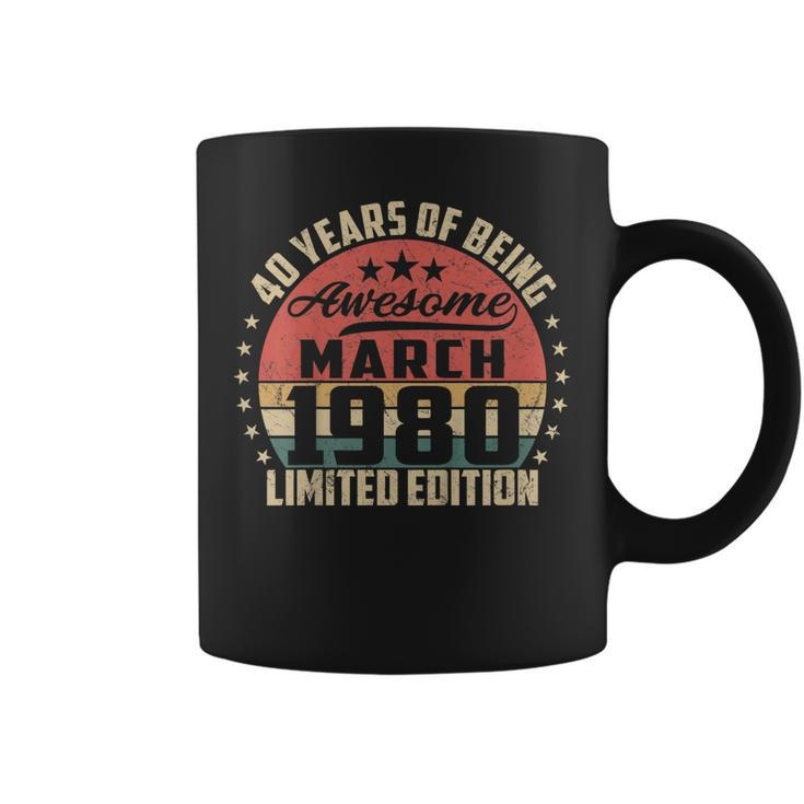Vintage March 1980 40 Year Old Bday Gifts 40Th Birthday Coffee Mug