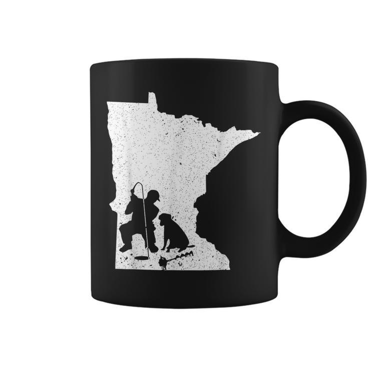 Vintage Minnesota Ice Fishing  & Dog Dad Gift Coffee Mug