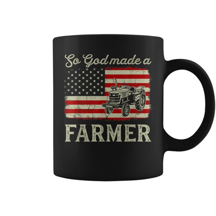 Vintage Old American Flag Patriotic So God Made A Farmer  Coffee Mug
