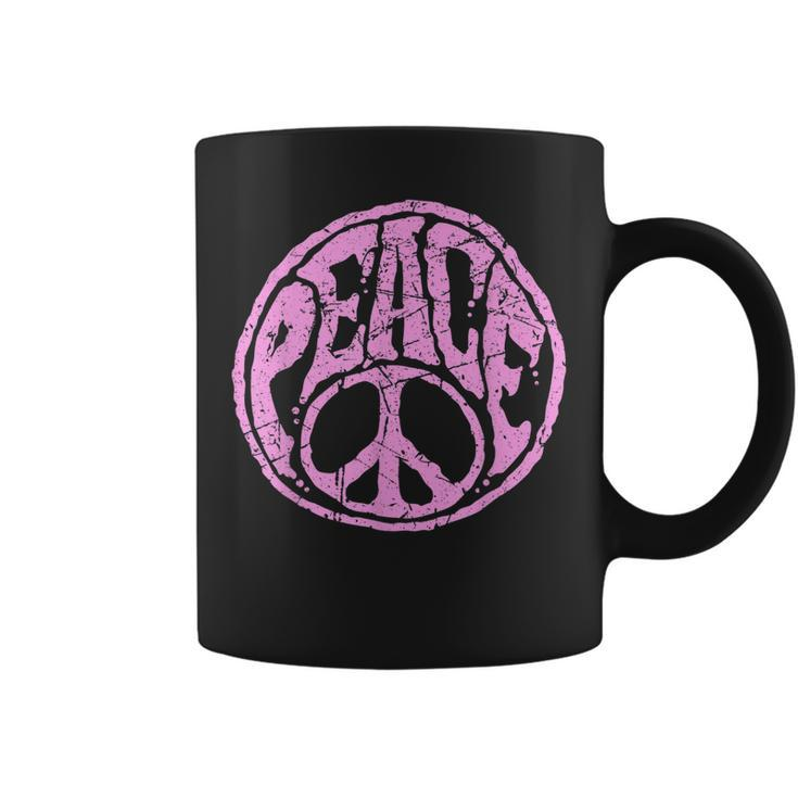 Vintage Pink Peace Sign 60S 70S Hippie Retro Peace Symbol  Coffee Mug