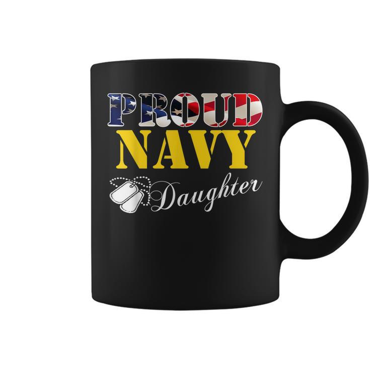 Vintage Proud Navy Daughter With American Flag Gift Veteran  Coffee Mug