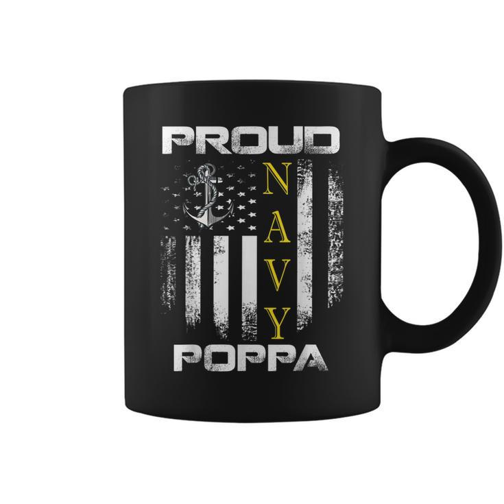 Vintage Proud Navy Poppa With American Flag Gift Coffee Mug