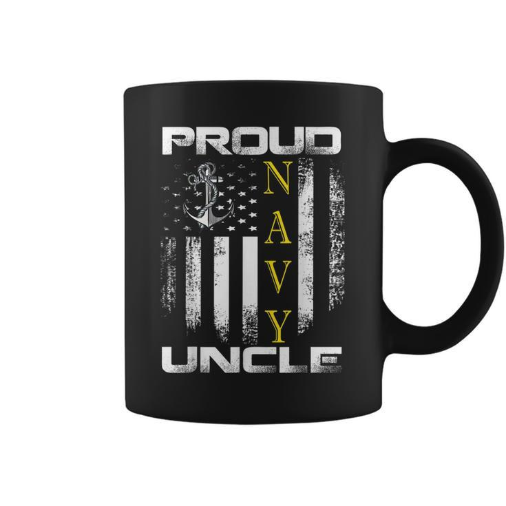 Vintage Proud Navy Uncle With American Flag Gift Coffee Mug
