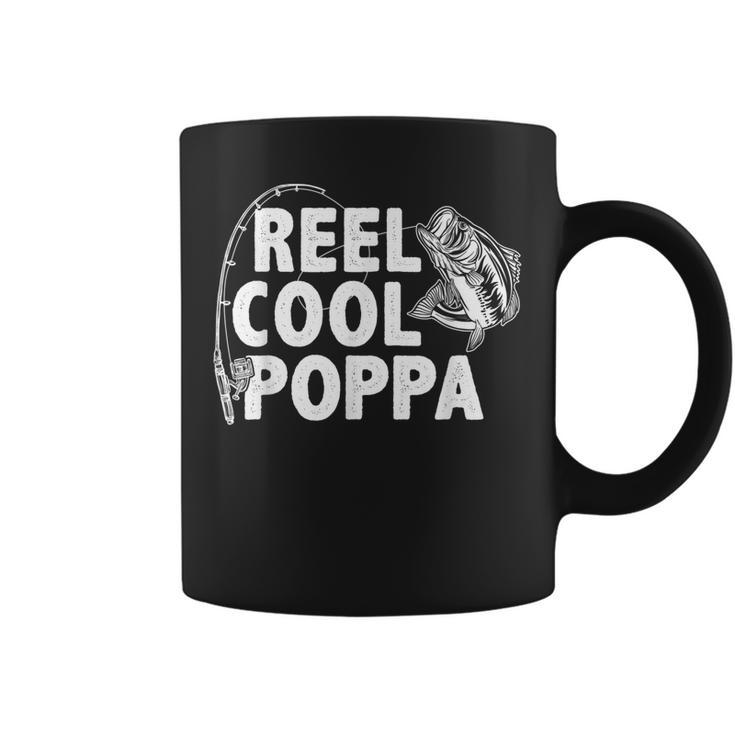 Vintage Reel Cool Poppa Loves Fishing Gift Fathers Day Coffee Mug