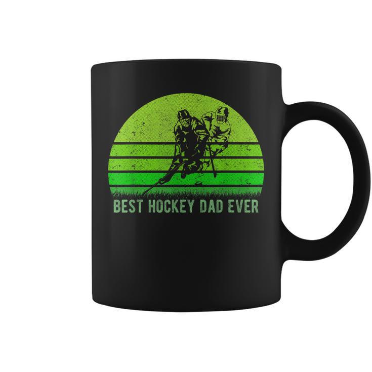 Vintage Retro Best Hockey Dad Ever Funny DadFathers Day Gift For Mens Coffee Mug