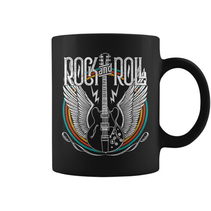 Vintage Retro Distressed 80S Rock & Roll Music Guitar Wings   Coffee Mug