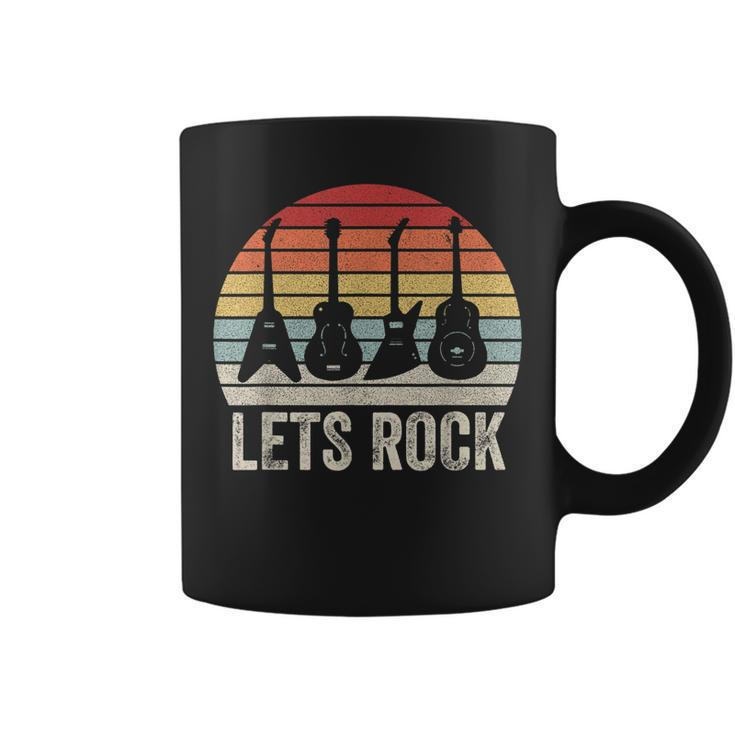 Vintage Retro Lets Rock  Rock And Roll Guitar Music  Coffee Mug