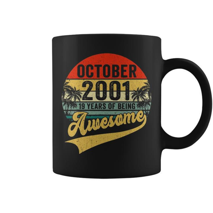 Vintage Retro October 2001 19Th Birthday Gifts 19 Years Old Coffee Mug