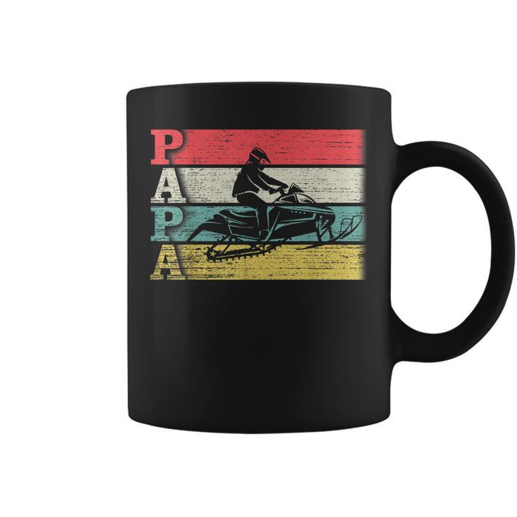 Vintage Retro Snowmobile Papa Snowmobiling Silhouette Funny  Coffee Mug