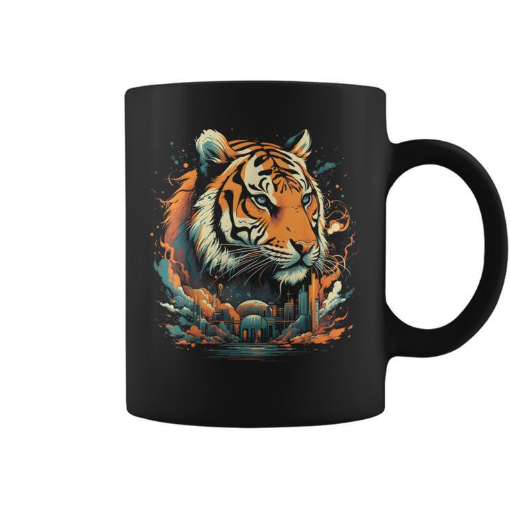Vintage Retro Tiger Wild Cat Lover Graphic  Coffee Mug