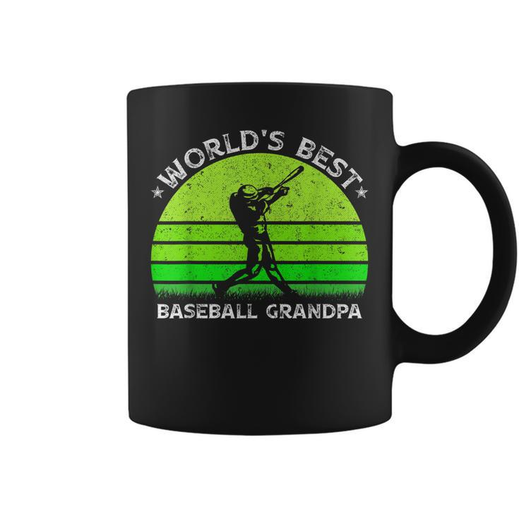 Vintage Retro Worlds Best Baseball Grandpa Silhouette Funny Gift For Mens Coffee Mug