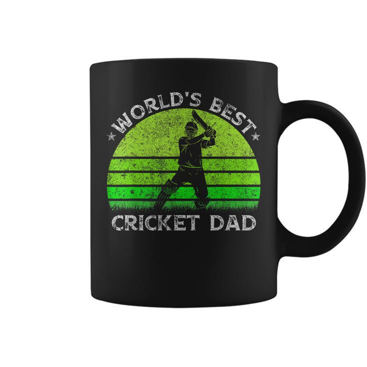 Vintage Retro Worlds Best Cricket Dad Silhouette Sunset Coffee Mug