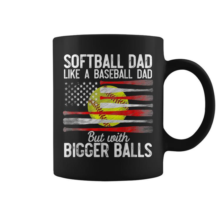 Vintage Softball Dad Like A Baseball Dad Us Flag Fathers Day  Coffee Mug