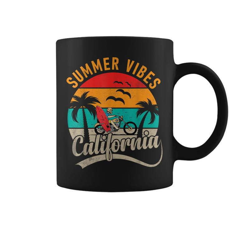 Vintage Surfer Retro Surfing Beach Summer Vibes California  Coffee Mug