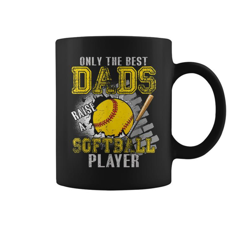 Vintage The Best Dads Raise A Softball Player Fathers Day Coffee Mug