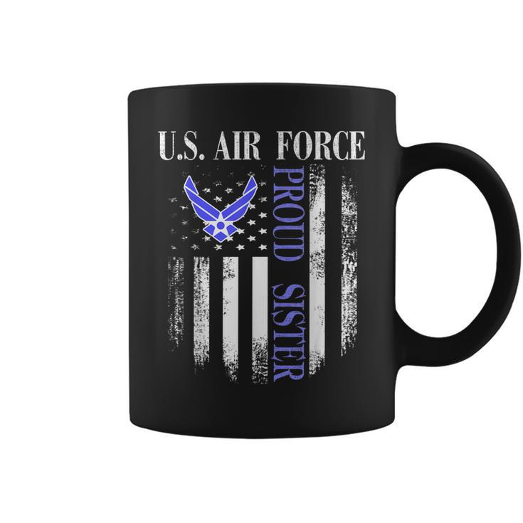 Vintage US Air Force Proud Sister With American Flag  Coffee Mug