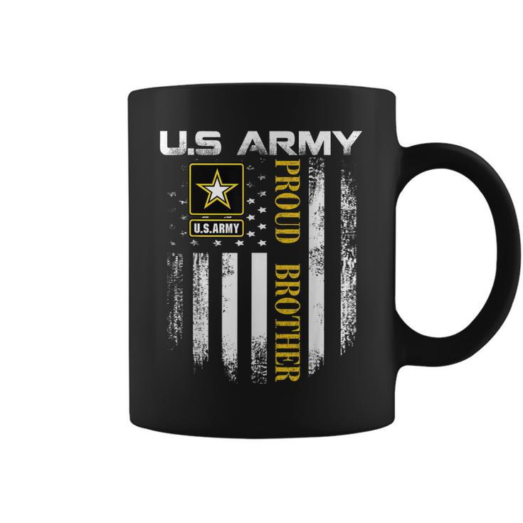 Vintage US Army Proud Brother With American Flag Gift  Coffee Mug