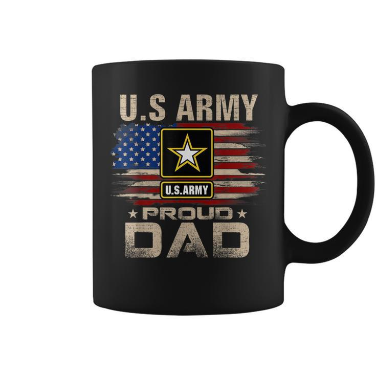 Vintage US Army Proud Dad With American Flag  Coffee Mug