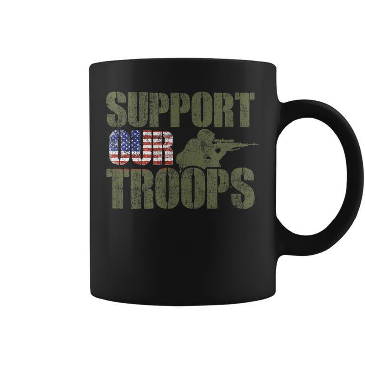 Vintage Us Military Support Our Troops American Flag Coffee Mug