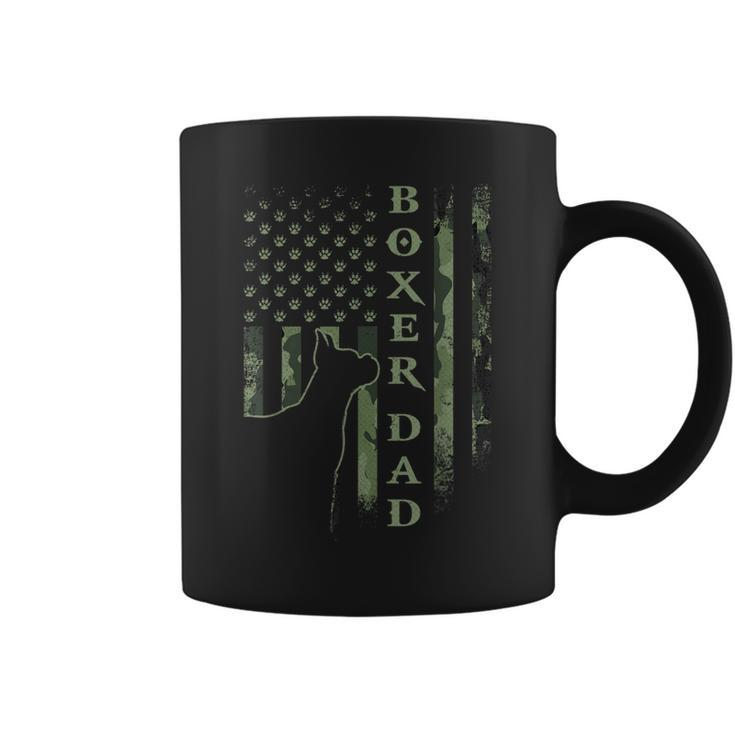 Vintage Usa American Camo Flag Proud Boxer Dad Silhouette  Coffee Mug