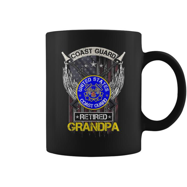 Vintage Usa American Flag Coast Guard Proud Retired Grandpa  Coffee Mug
